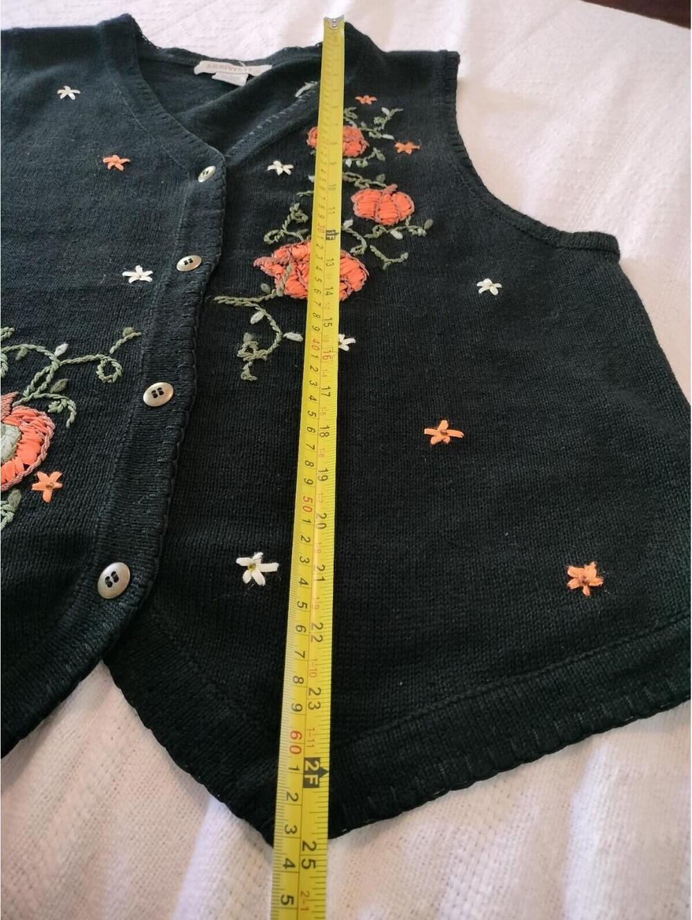 Vtg Arriviste Pumpkin Embroidered Sweater Vest L Halloween Fall Thanksgiving - Picture 4 of 11
